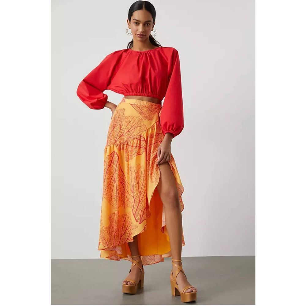 NWT Anthropologie Hutch Printed Wrap Maxi Skirt Sz. M